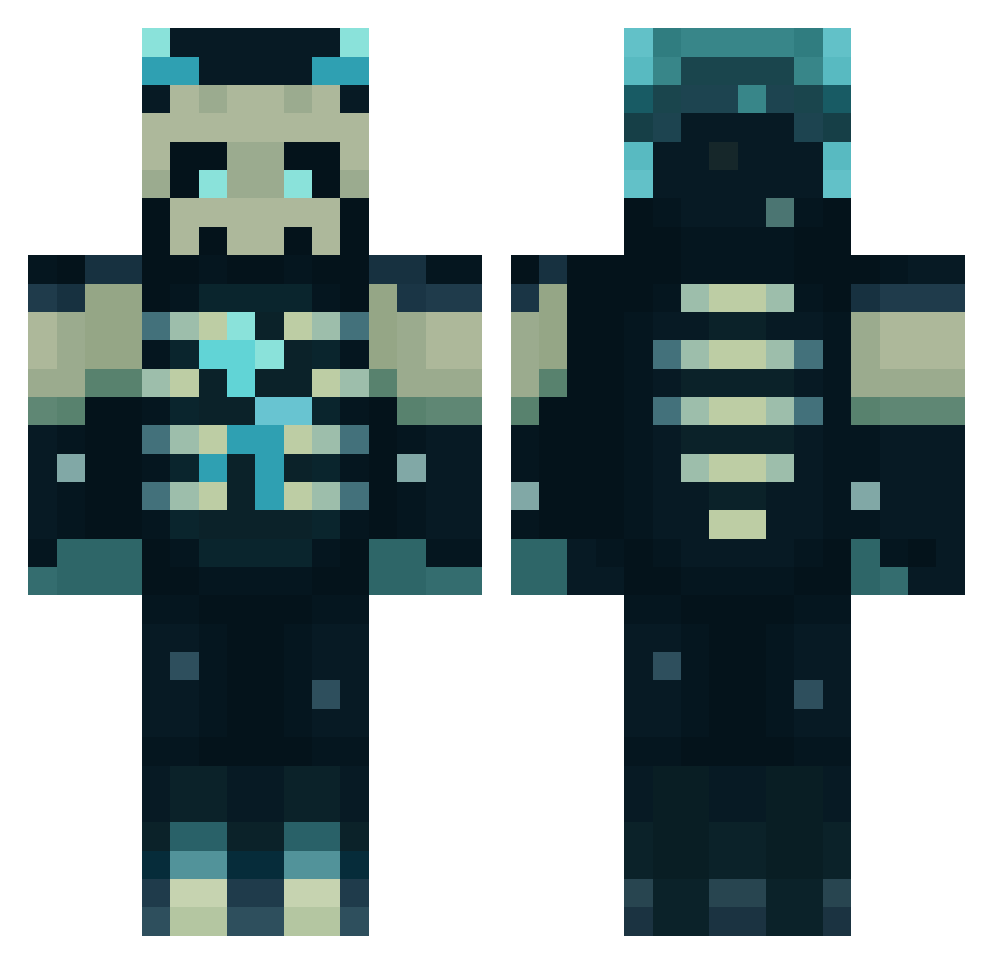PhantomBW Minecraft skin, front and back view
