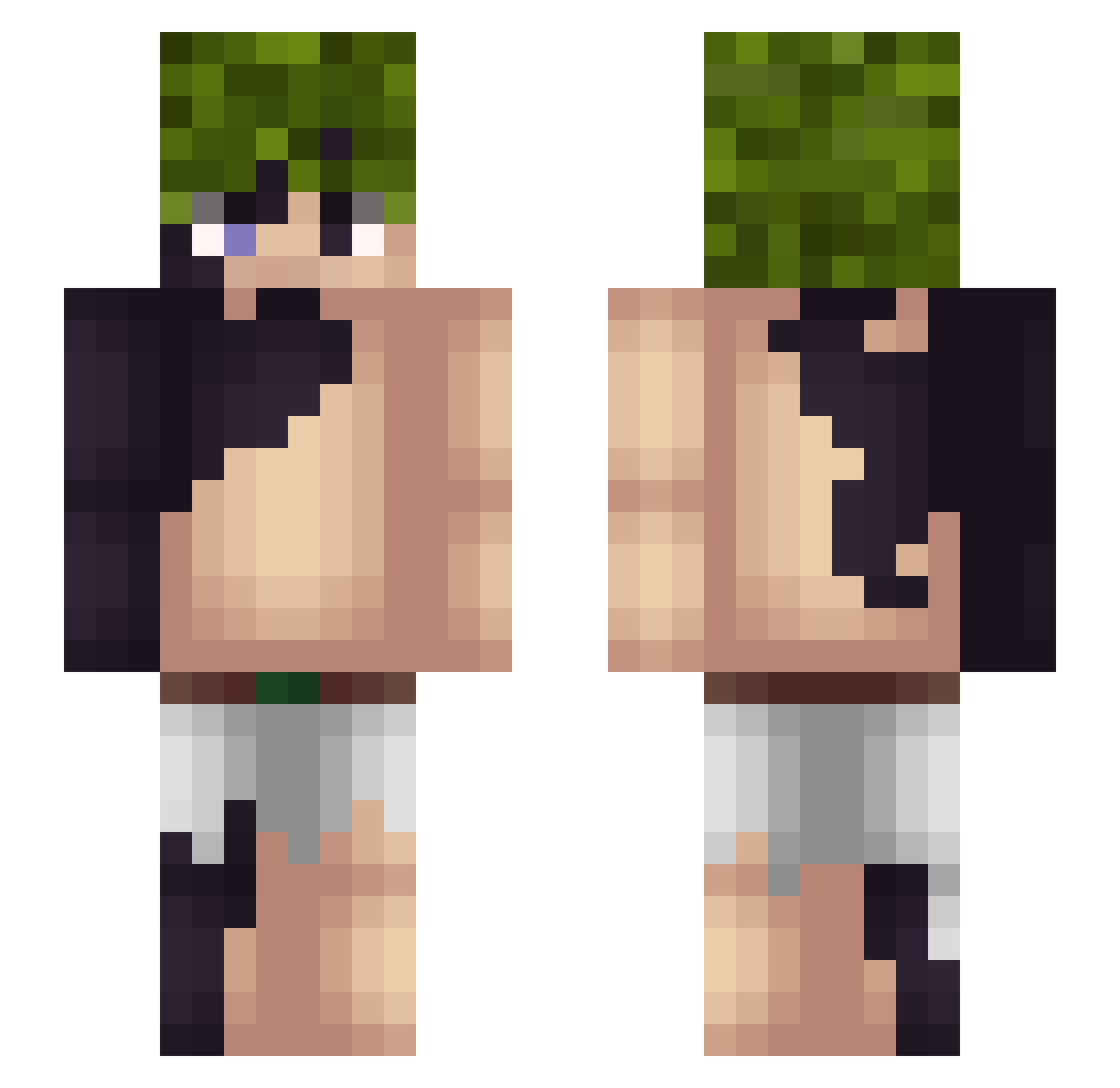 I0Ox Minecraft skin, front and back view