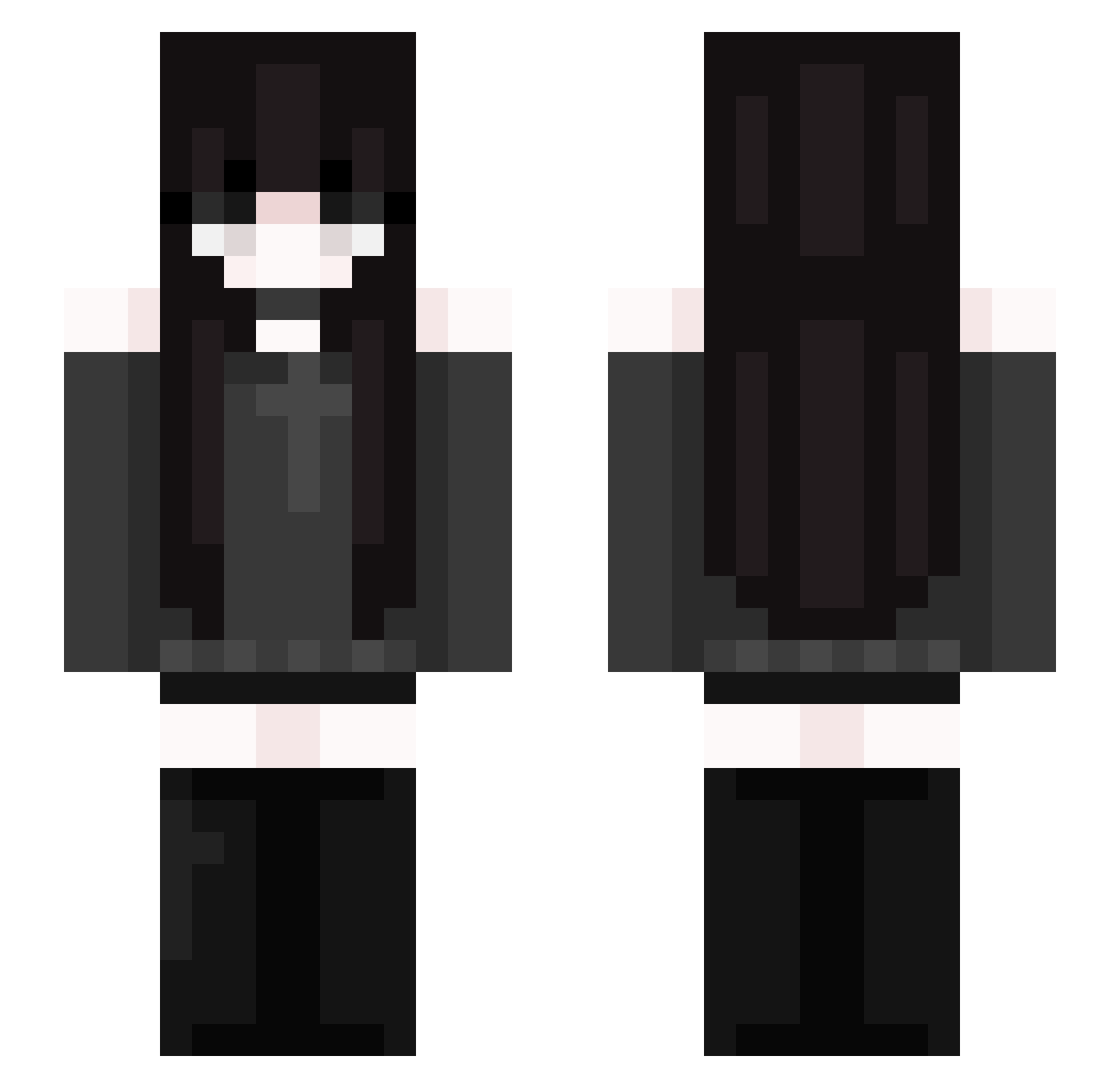 nicalette Minecraft skin, front and back view