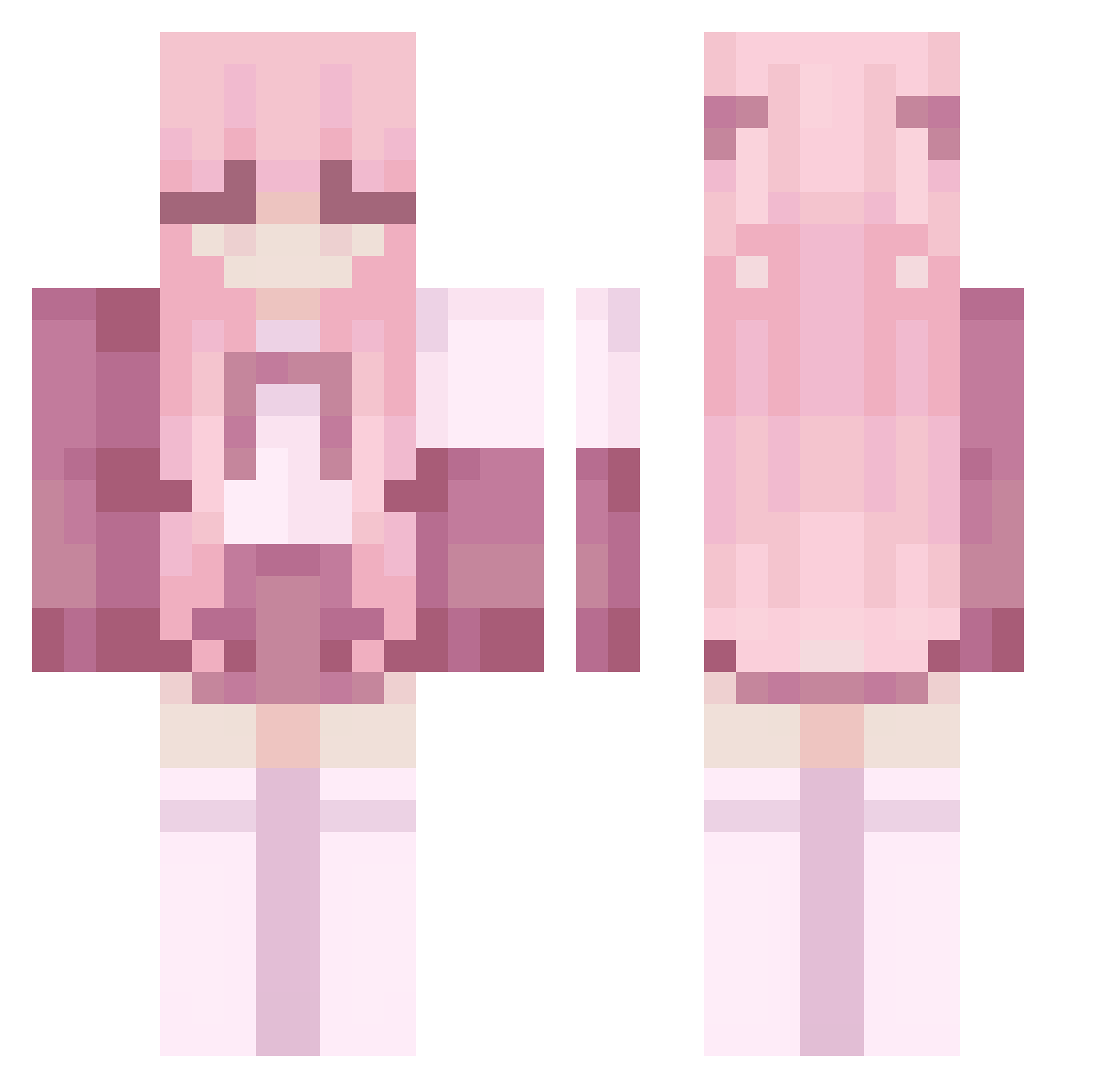 Hortensia Minecraft skin, front and back view