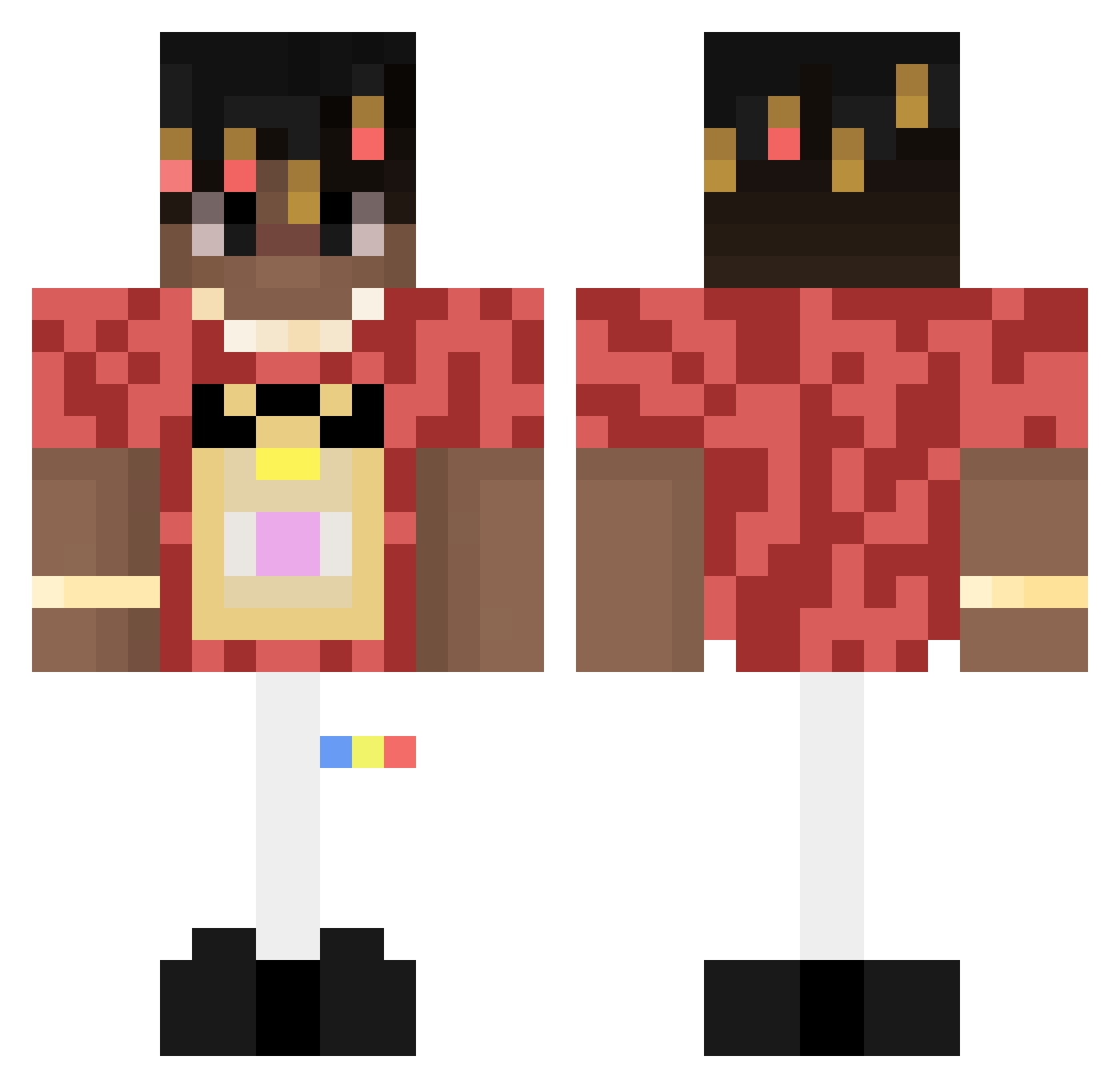 Rxrji Minecraft skin, front and back view