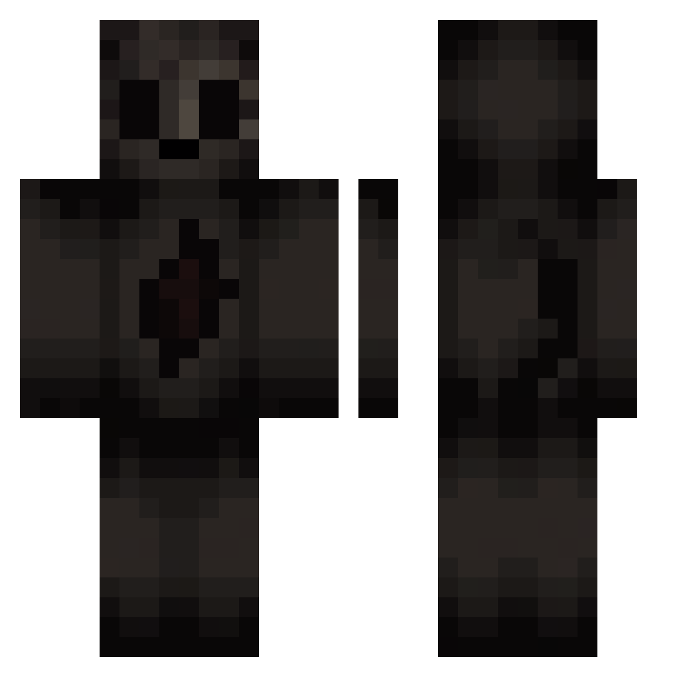 Poe2086 Minecraft skin, front and back view