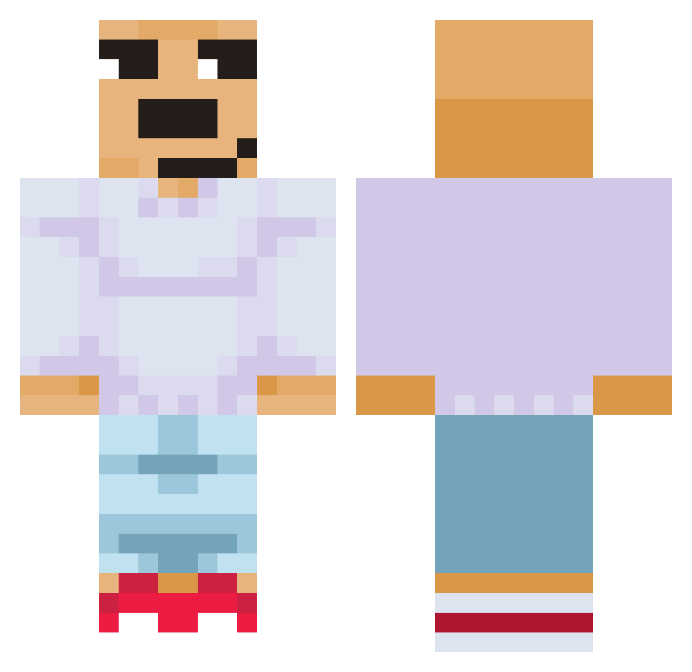 SnapBreak Minecraft skin, front and back view