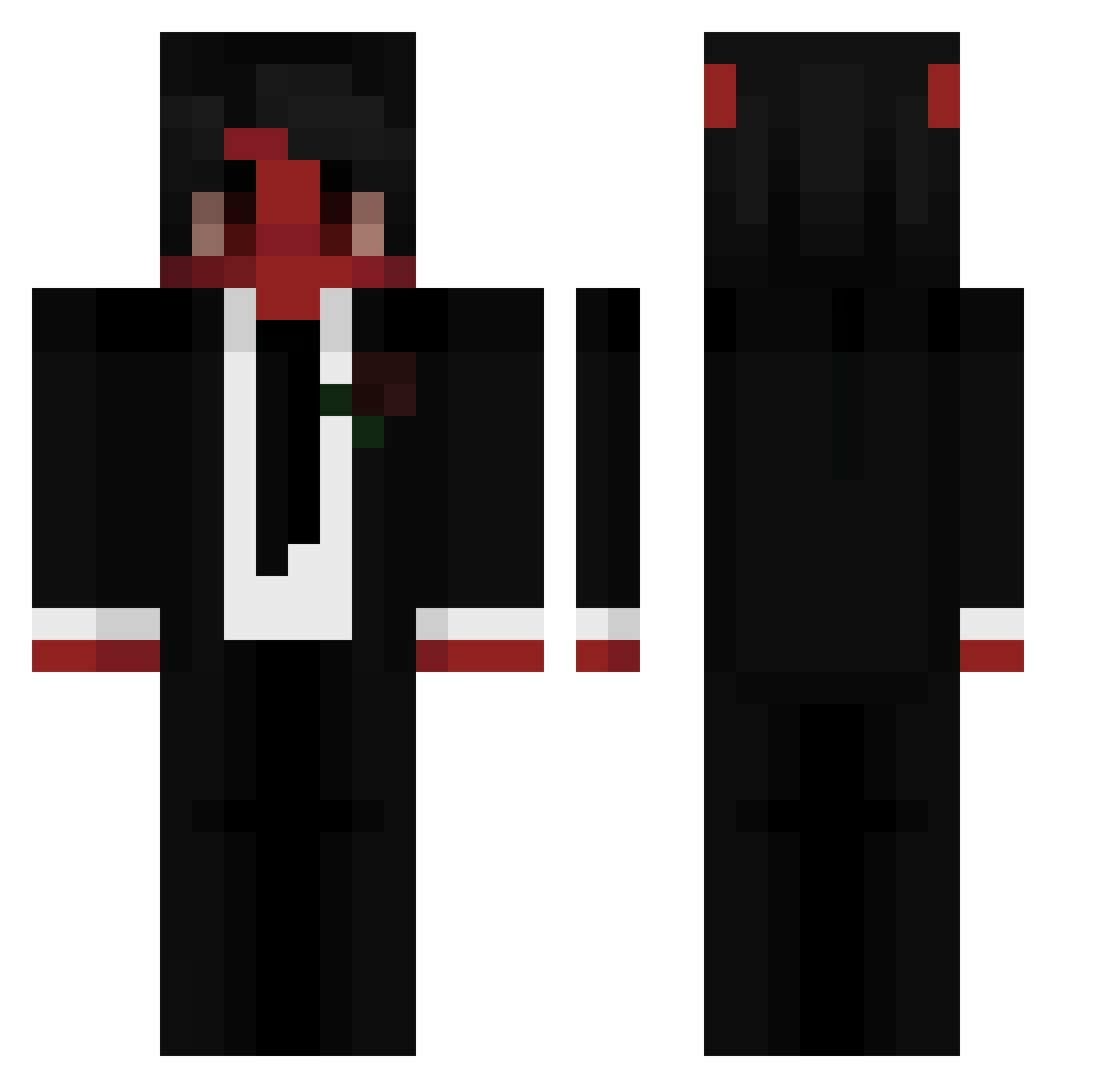 DcHannibal Minecraft skin, front and back view