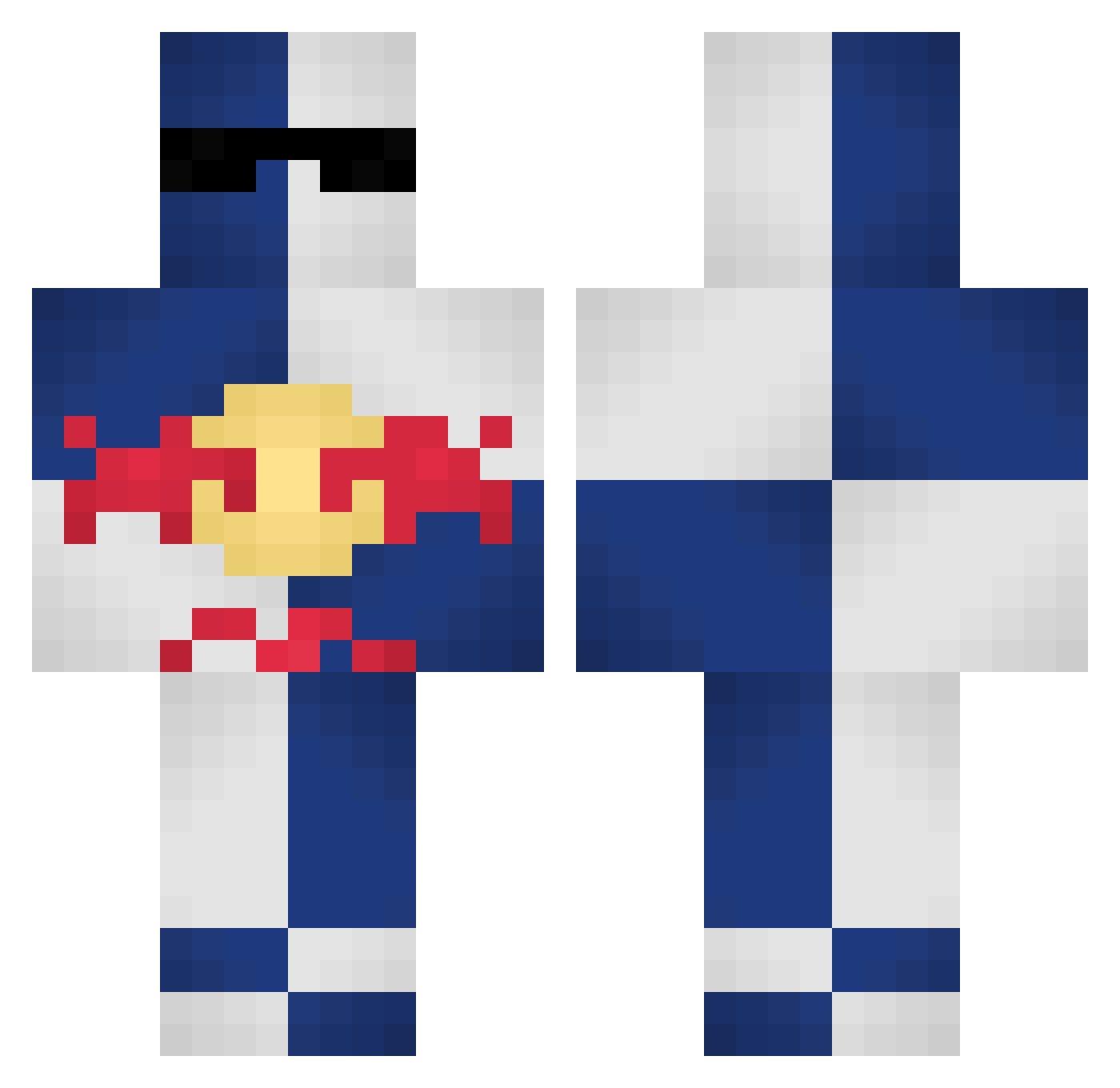 RedBull2492 Minecraft skin, front and back view