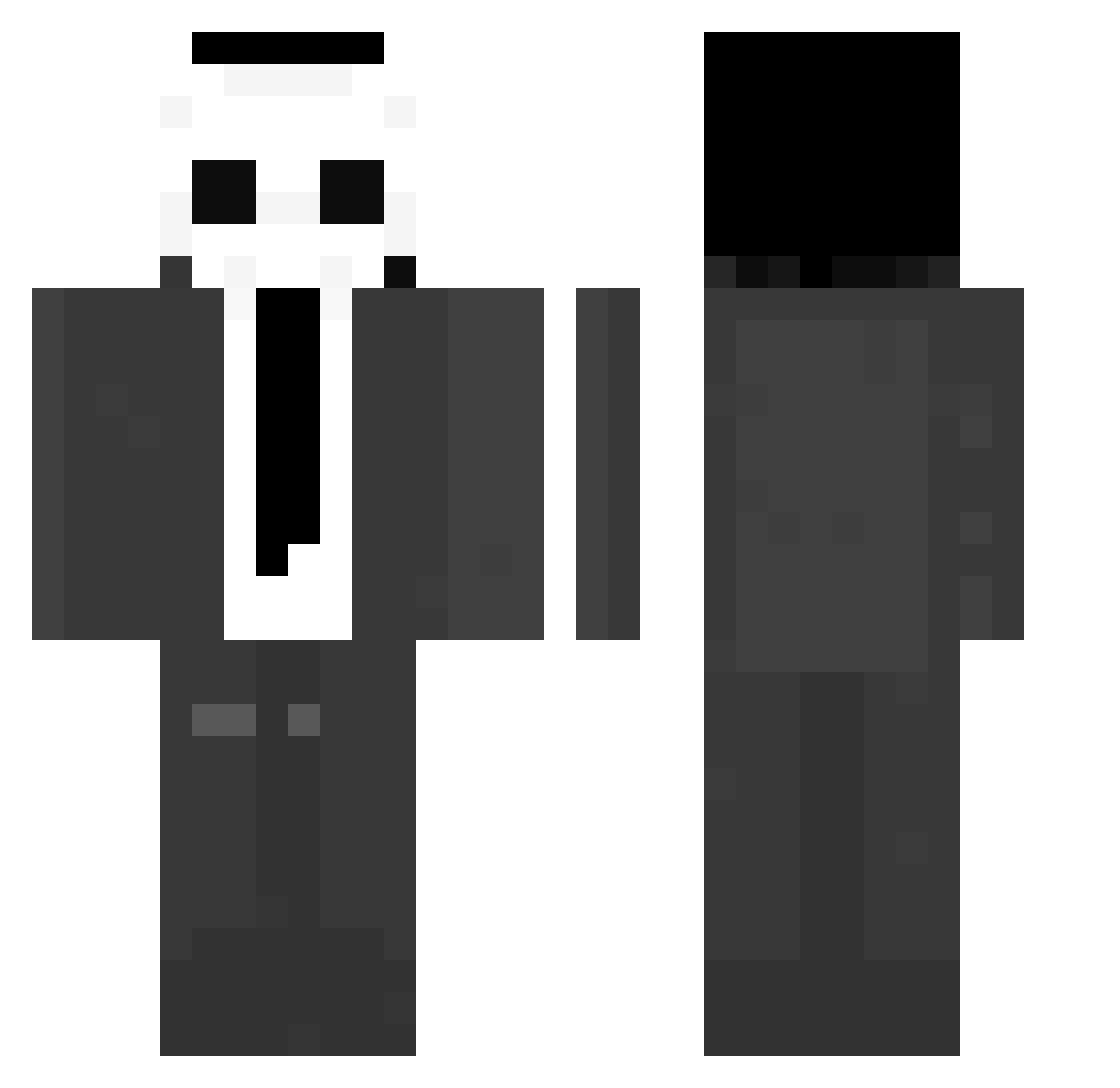 Textleiche Minecraft skin, front and back view