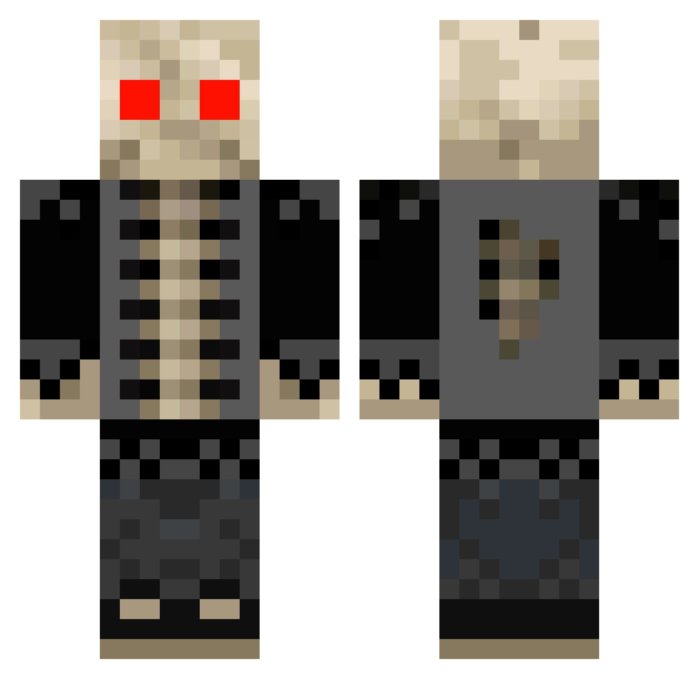 WIKKIDD Minecraft skin, front and back view