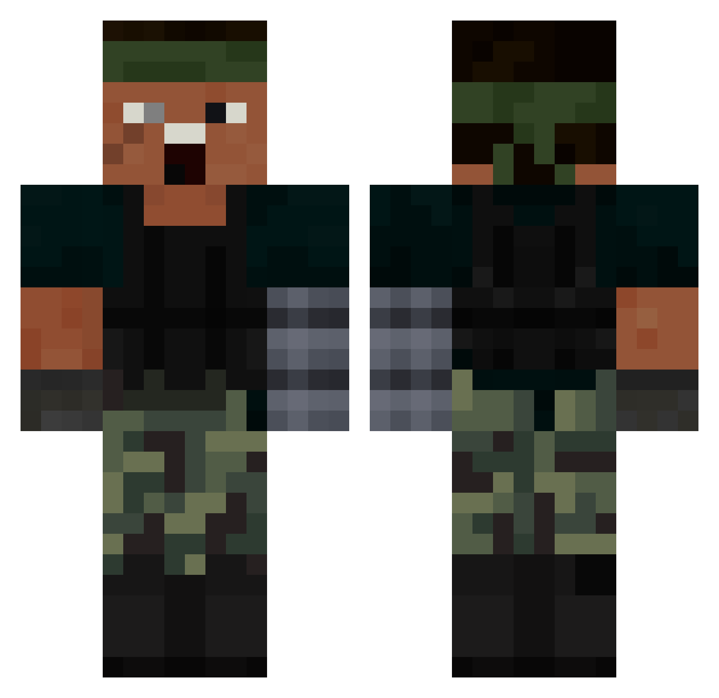 RuntzFierce Minecraft skin, front and back view