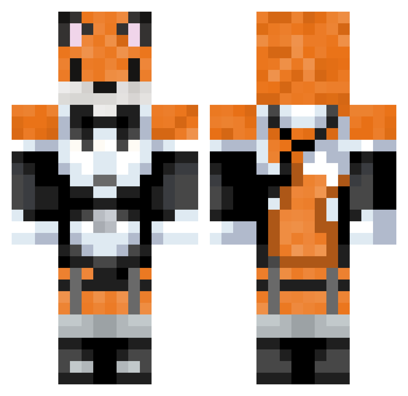 Proto_wick Minecraft skin, front and back view