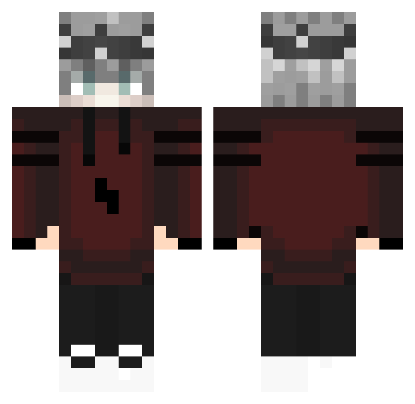 juusip Minecraft skin, front and back view