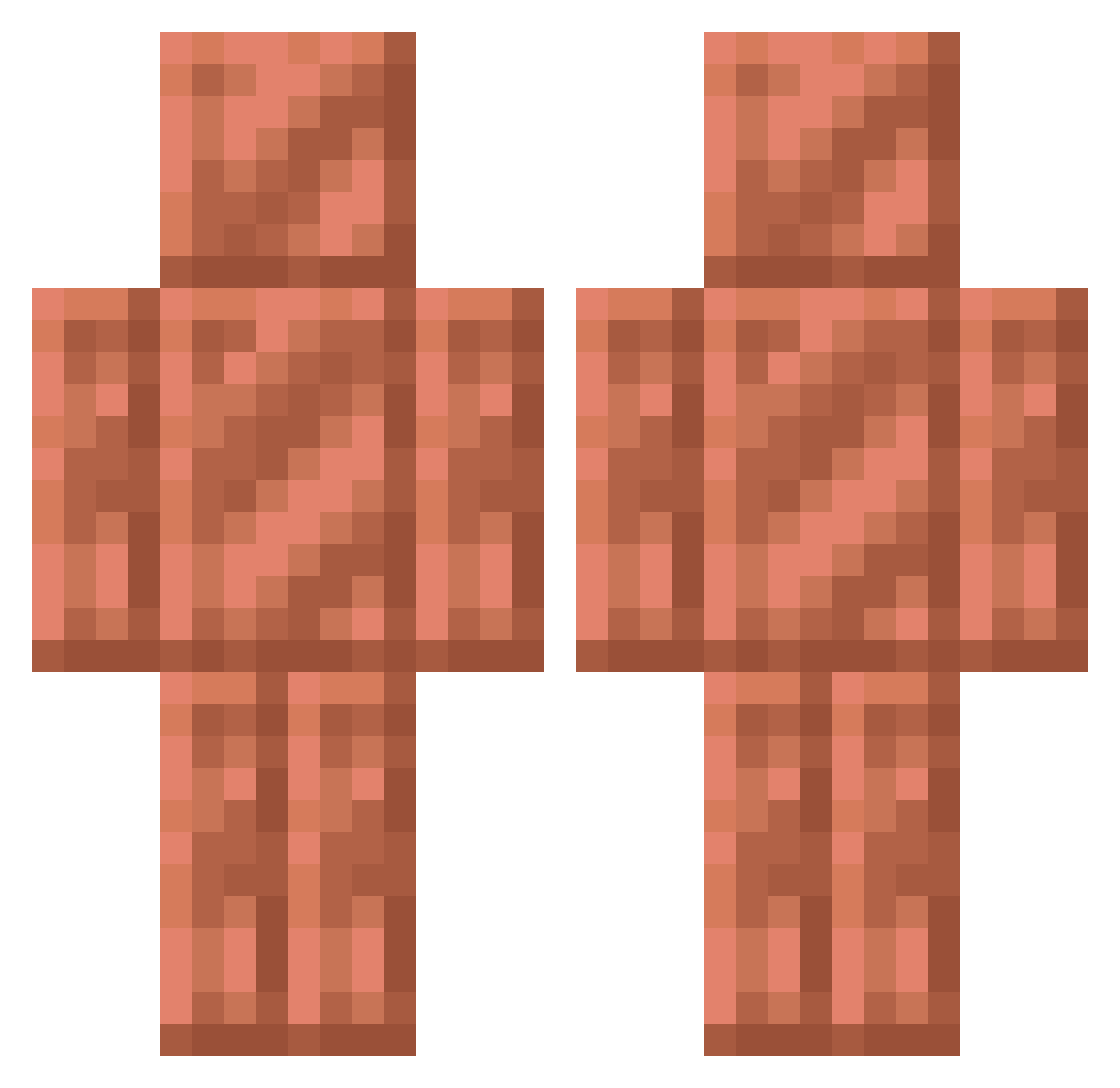Waxed_Copper Minecraft skin, front and back view