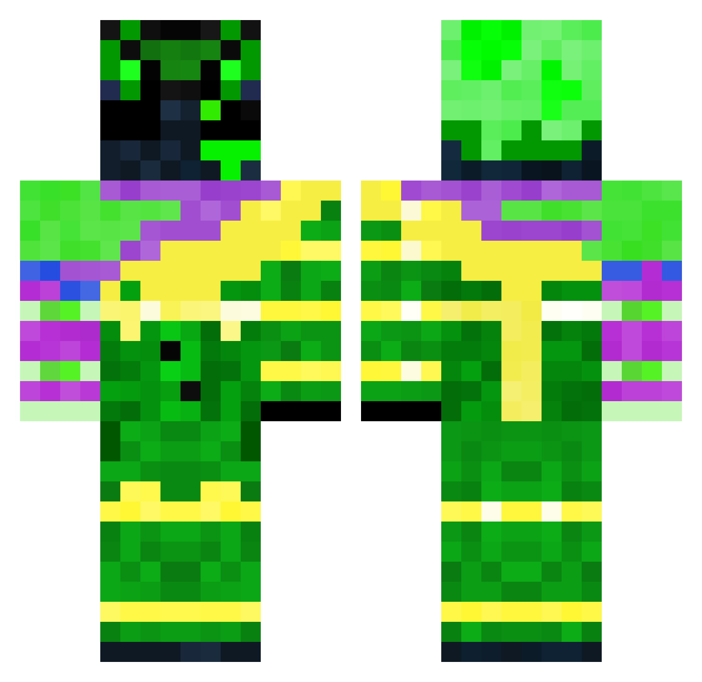 Ultrastructural Minecraft skin, front and back view