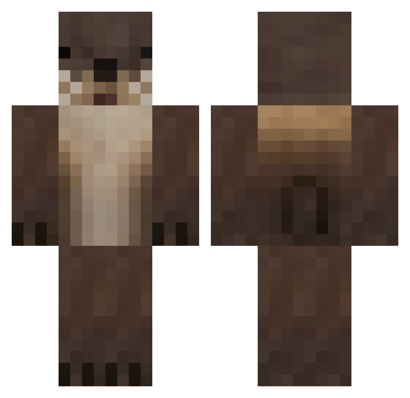 SlippySlipper Minecraft skin, front and back view