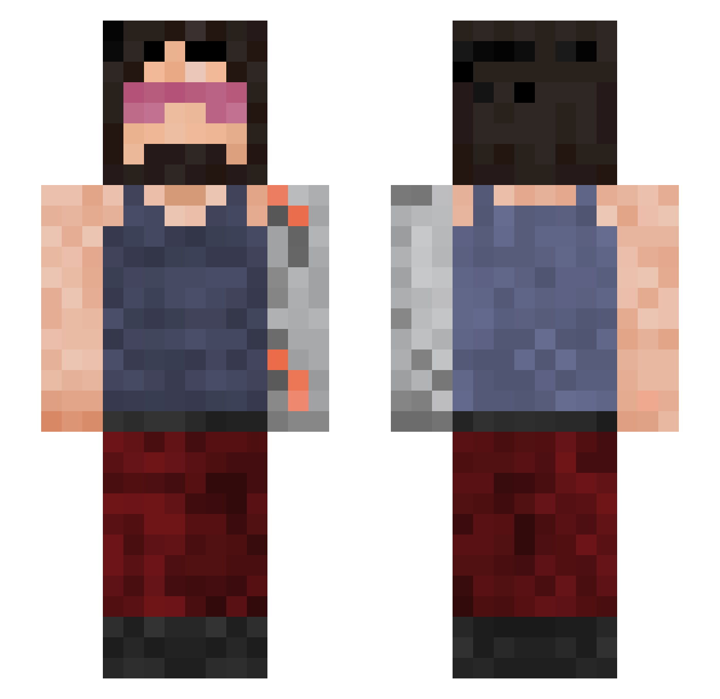 BruhItsBrad Minecraft skin, front and back view