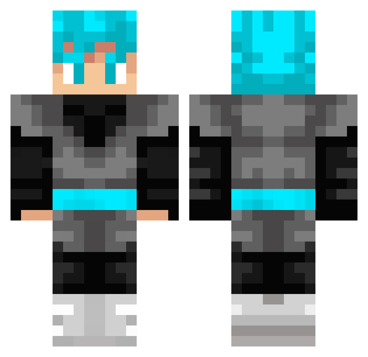 NoLyfer Minecraft skin, front and back view