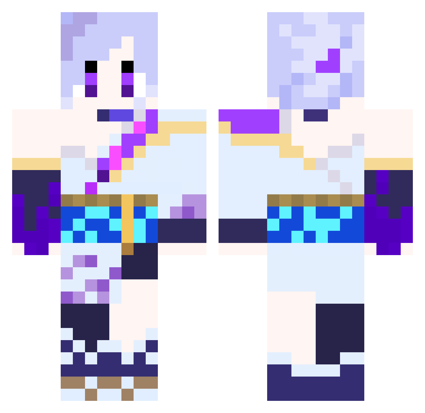 TheBroken Minecraft skin, front and back view