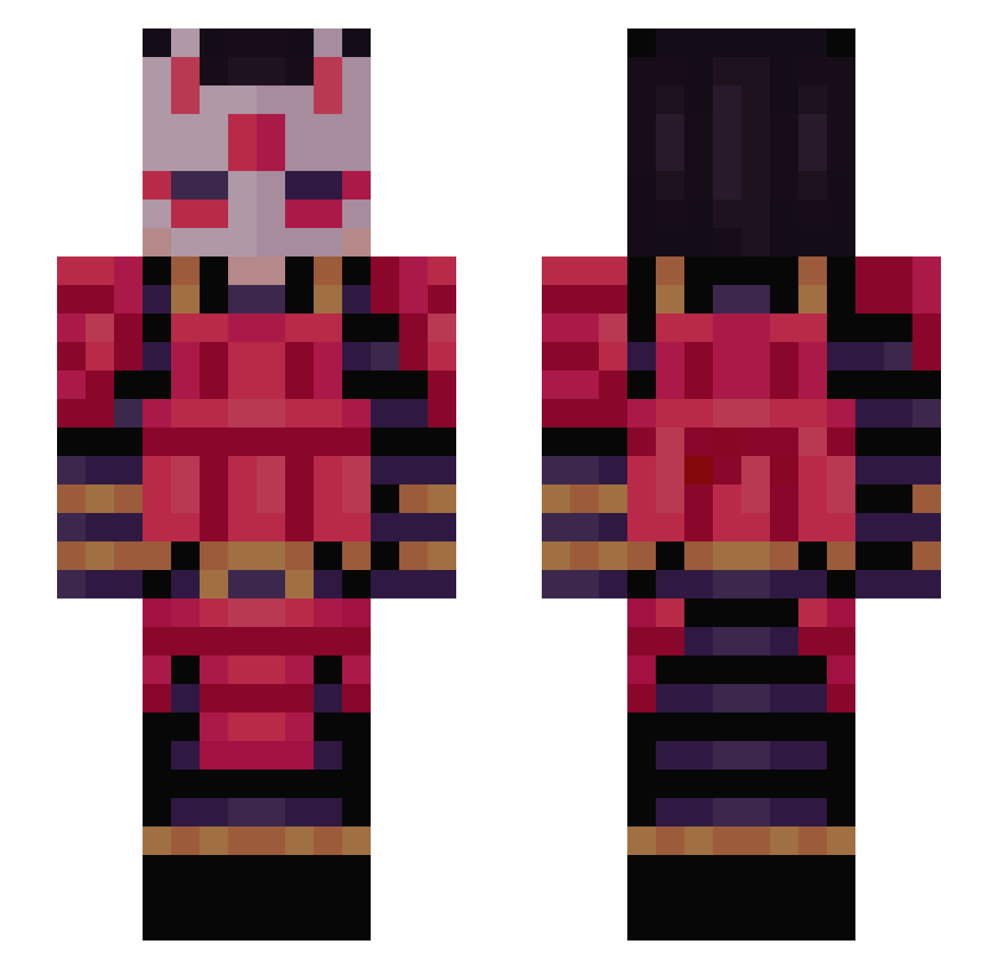 TheGoyangi Minecraft skin, front and back view