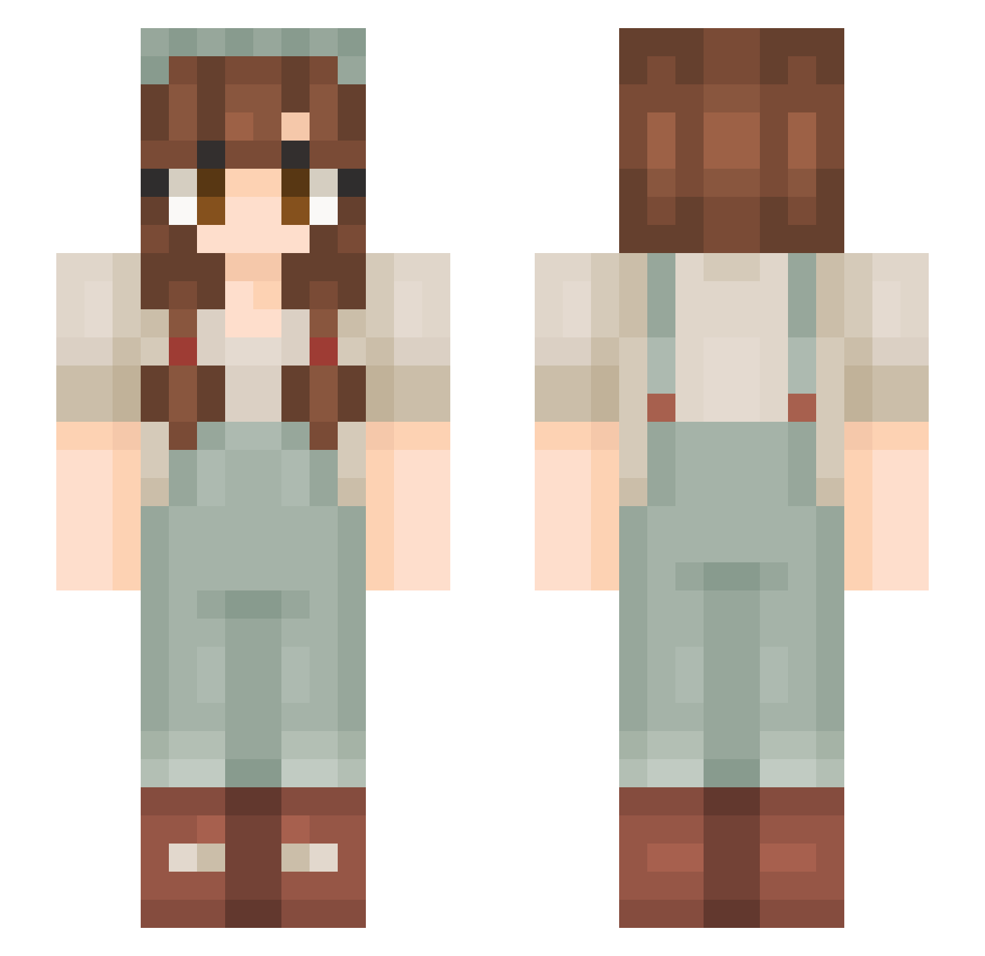 SnowbiePuff Minecraft skin, front and back view
