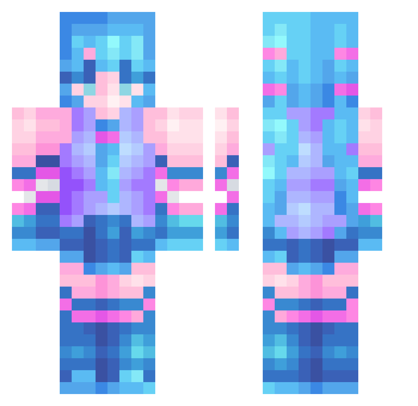LiterateHawk Minecraft skin, front and back view