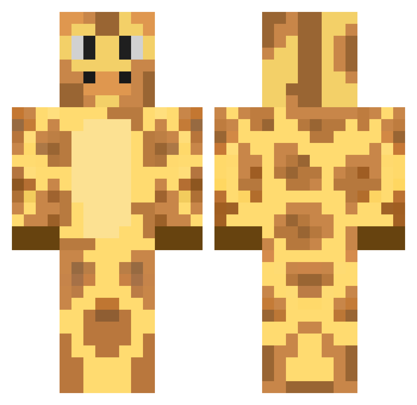Commited Minecraft skin, front and back view
