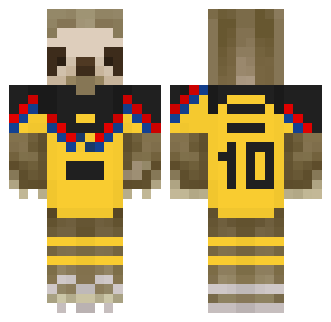 TyrCT Minecraft skin, front and back view