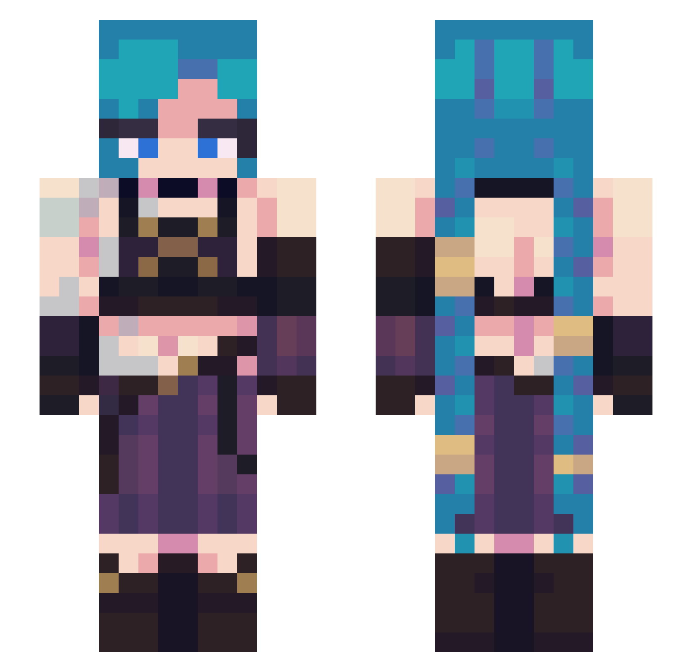 N0irAngel Minecraft skin, front and back view
