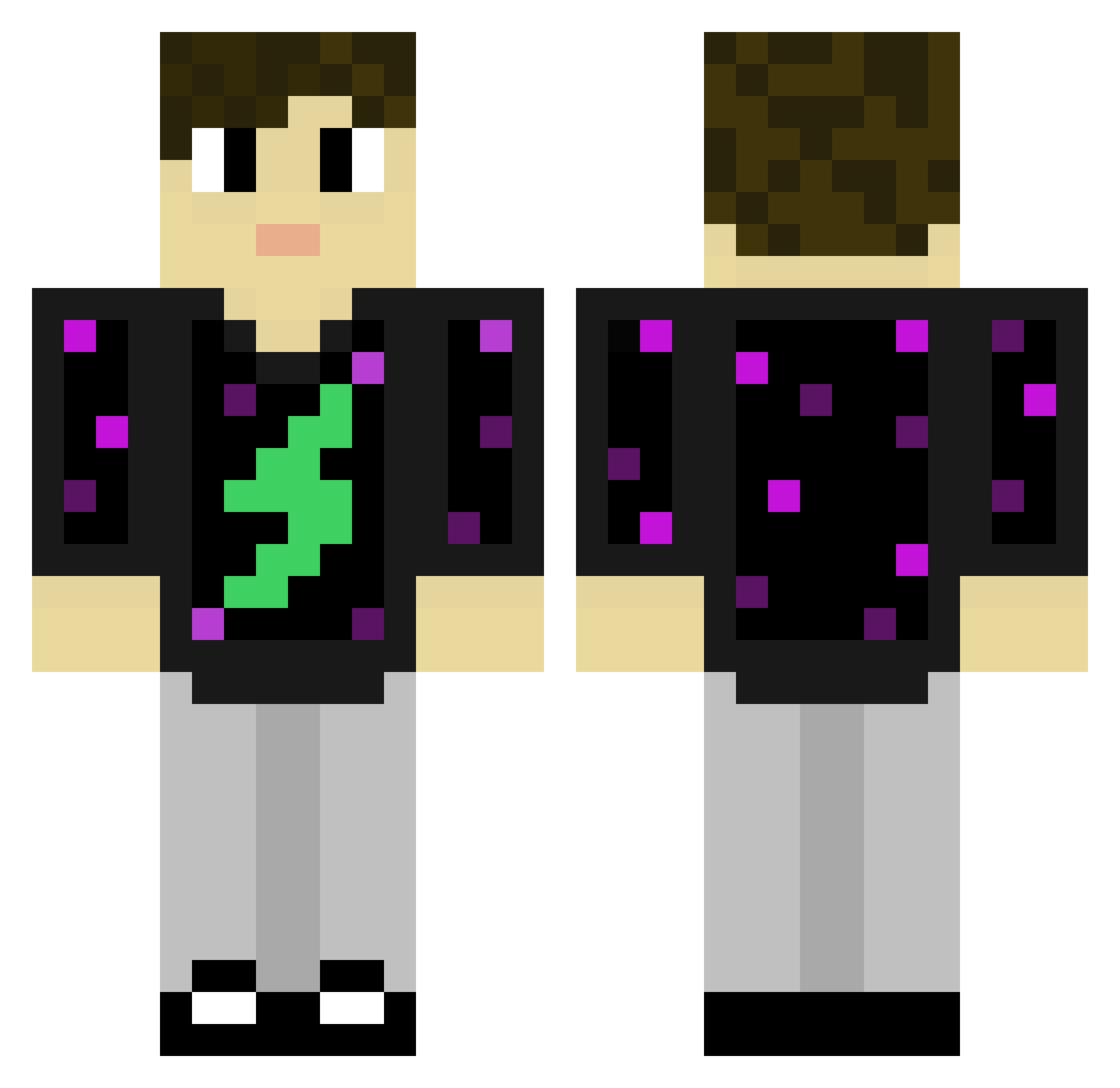 XxBozoxX Minecraft skin, front and back view