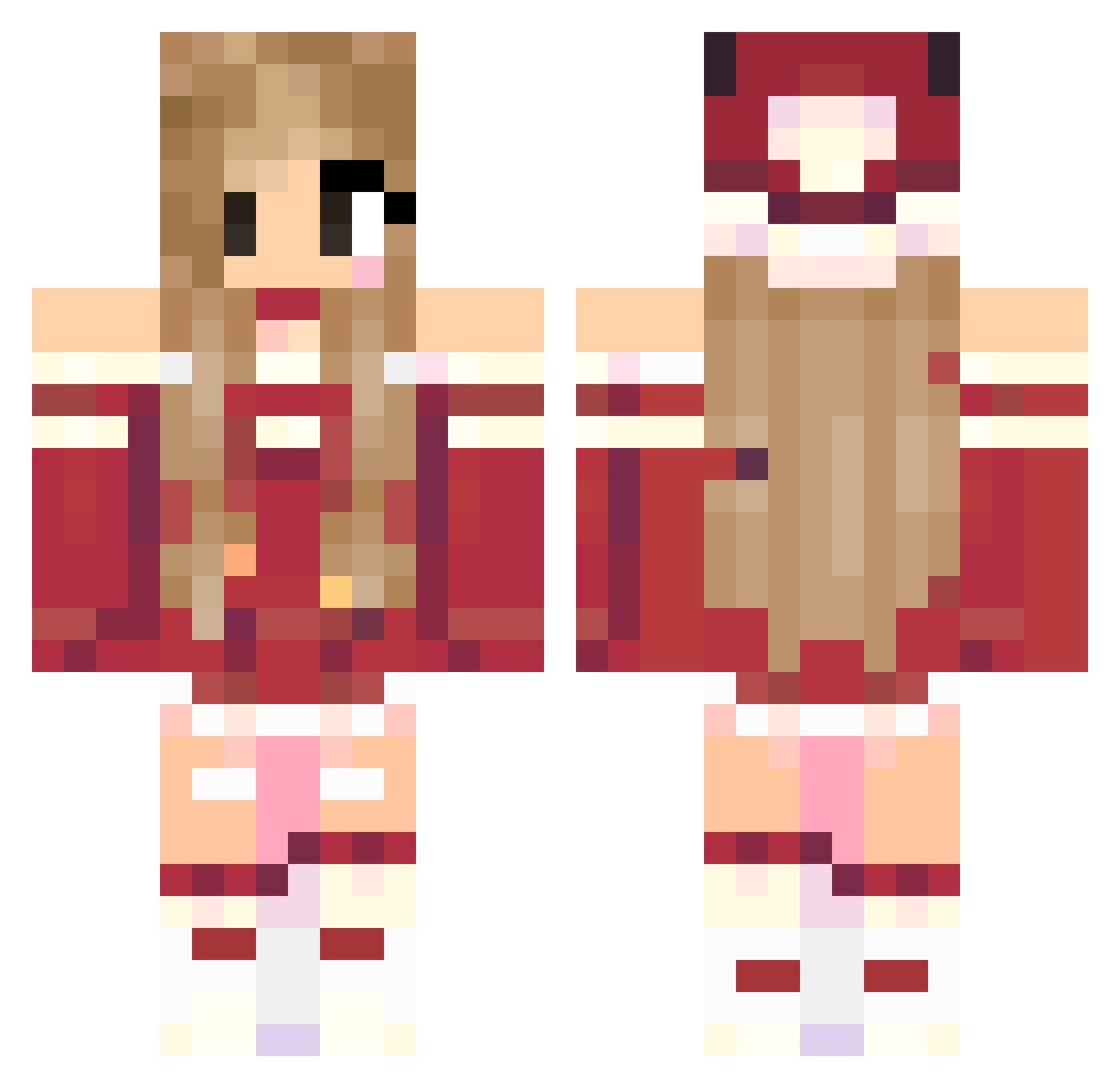 Aevy Minecraft skin, front and back view