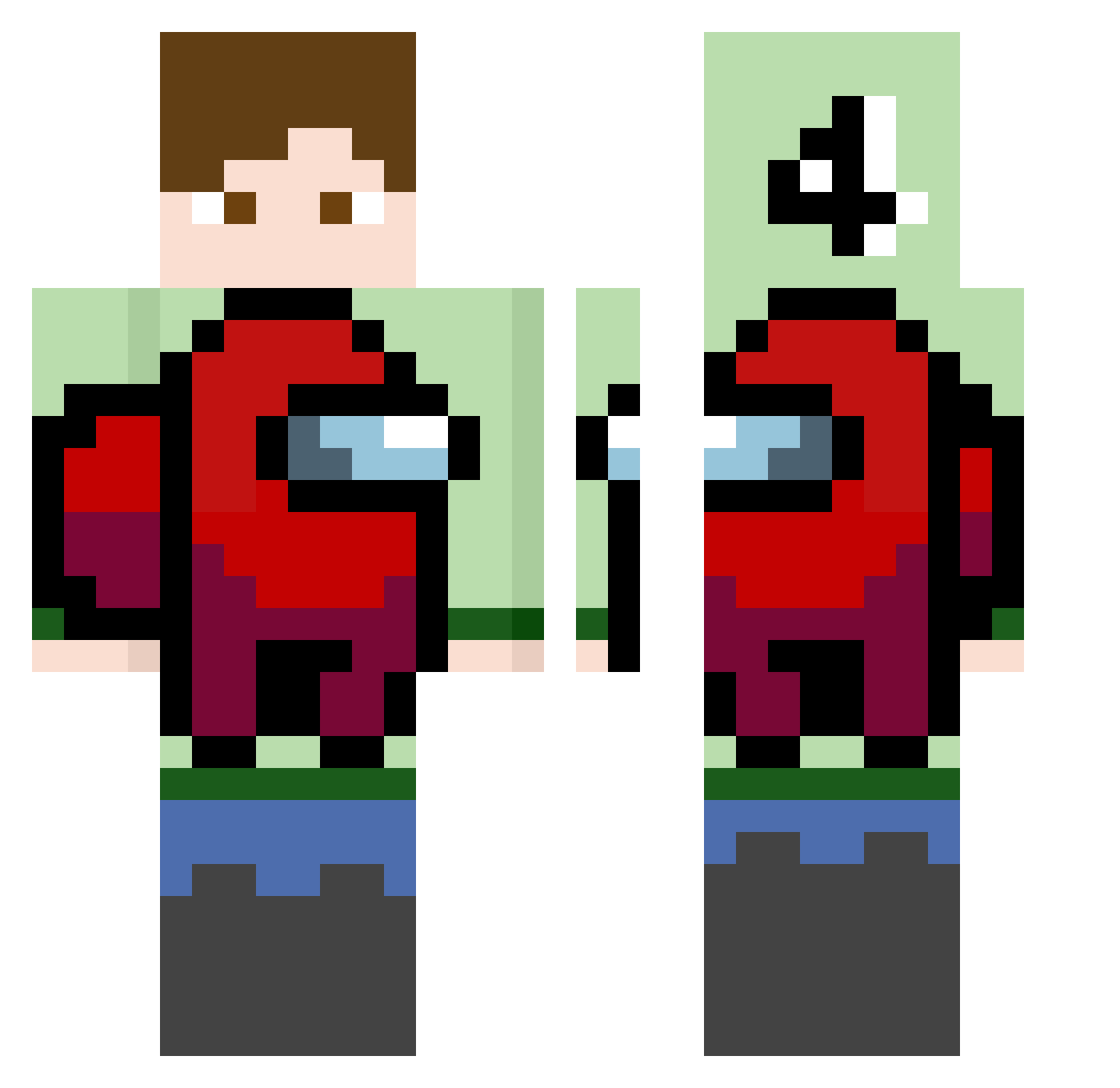 JackStraw Minecraft skin, front and back view