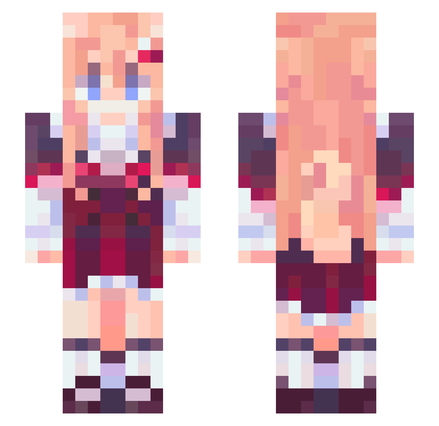 SleepyCake_ Minecraft skin, front and back view