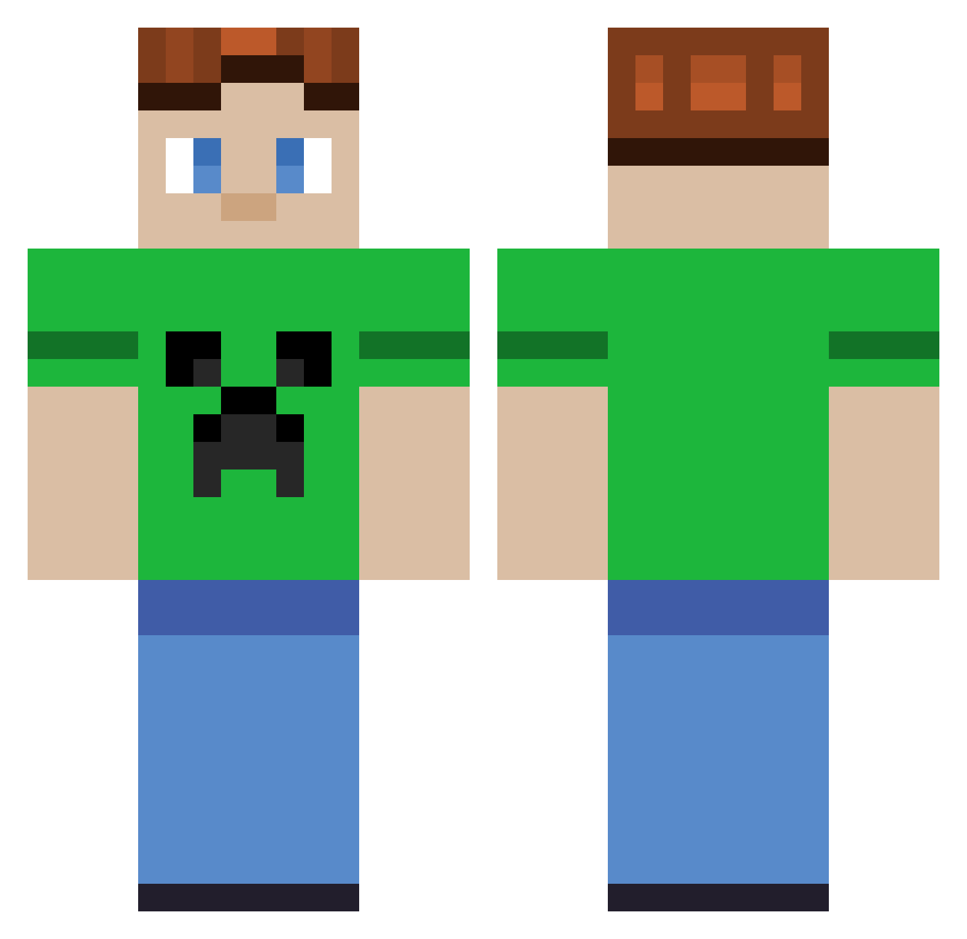 okeq Minecraft skin, front and back view