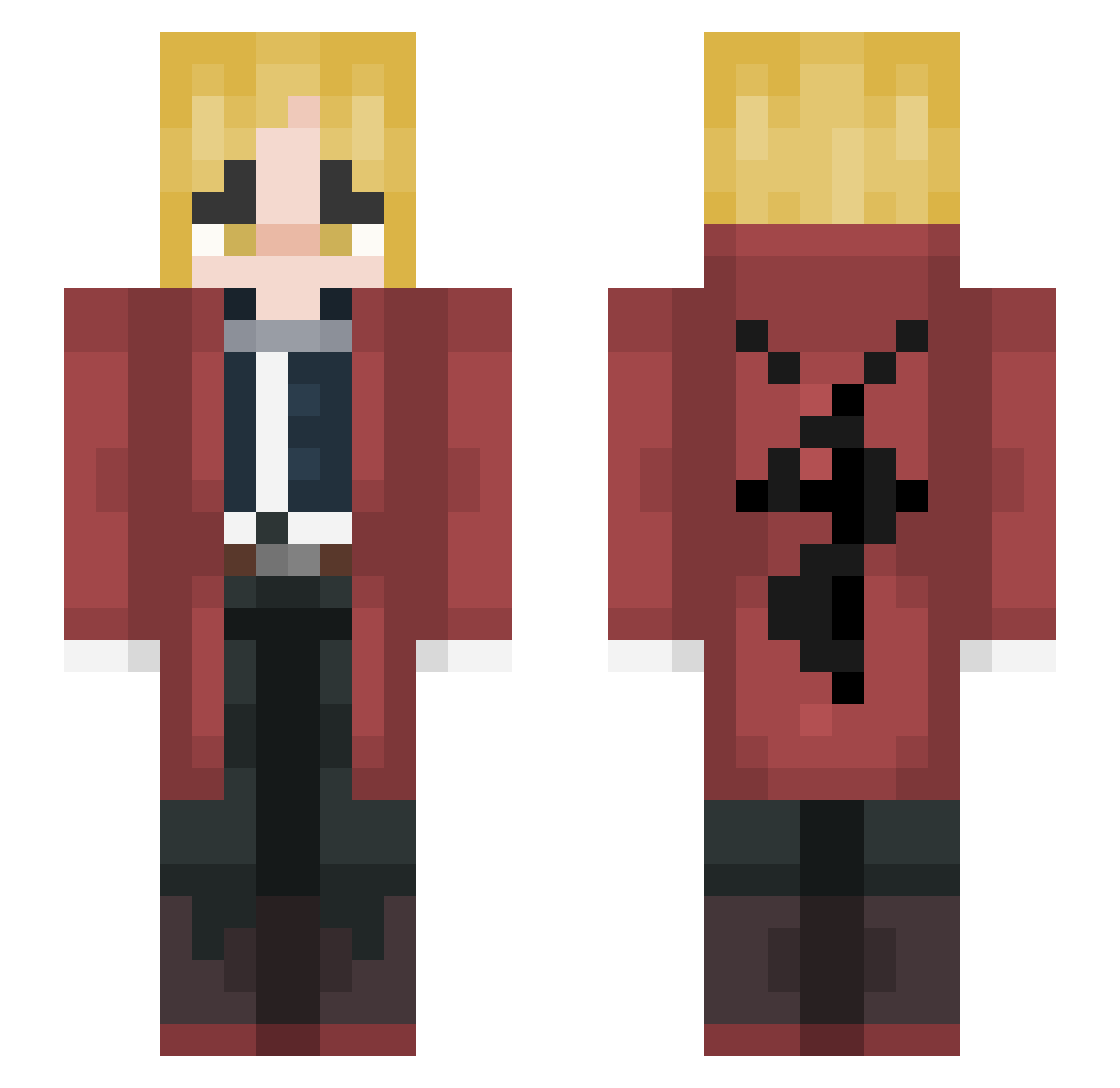 Blrz Minecraft skin, front and back view