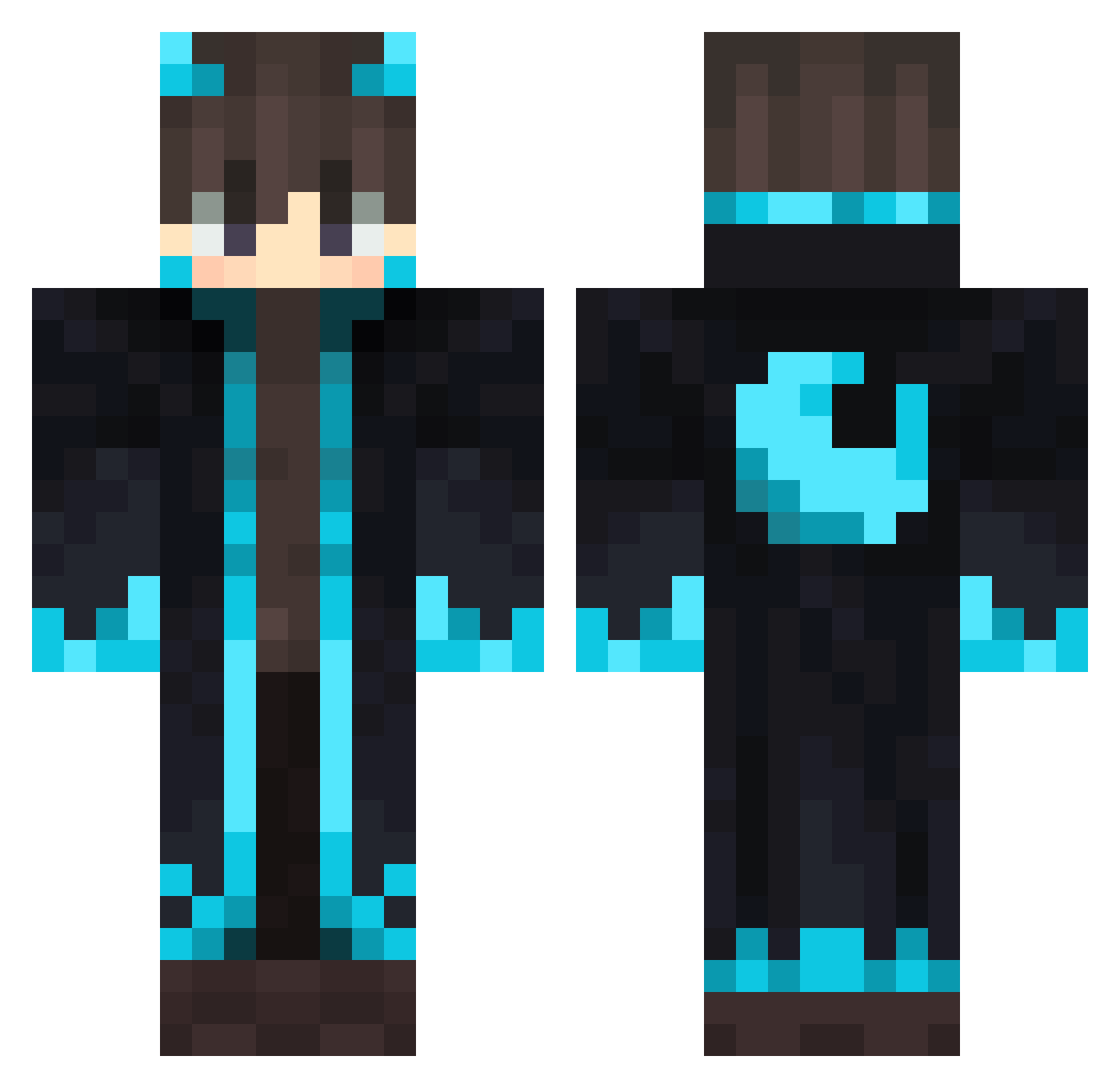 Toesterr Minecraft skin, front and back view