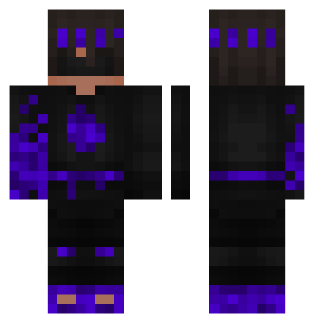 tXDmax Minecraft skin, front and back view