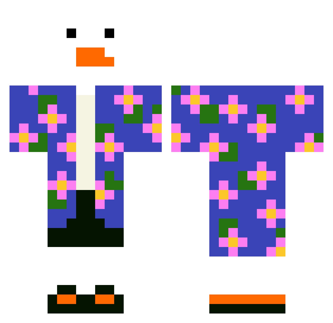 NothingOnTheHand Minecraft skin, front and back view