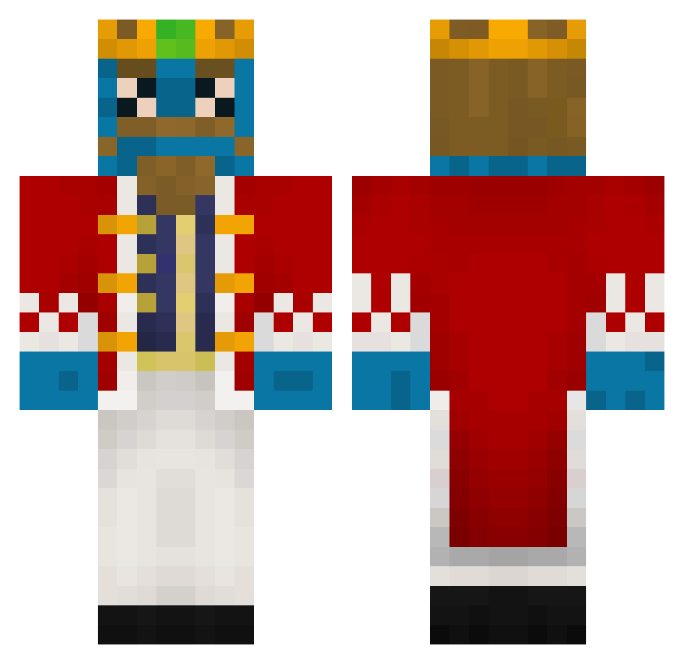 B16P16 Minecraft skin, front and back view