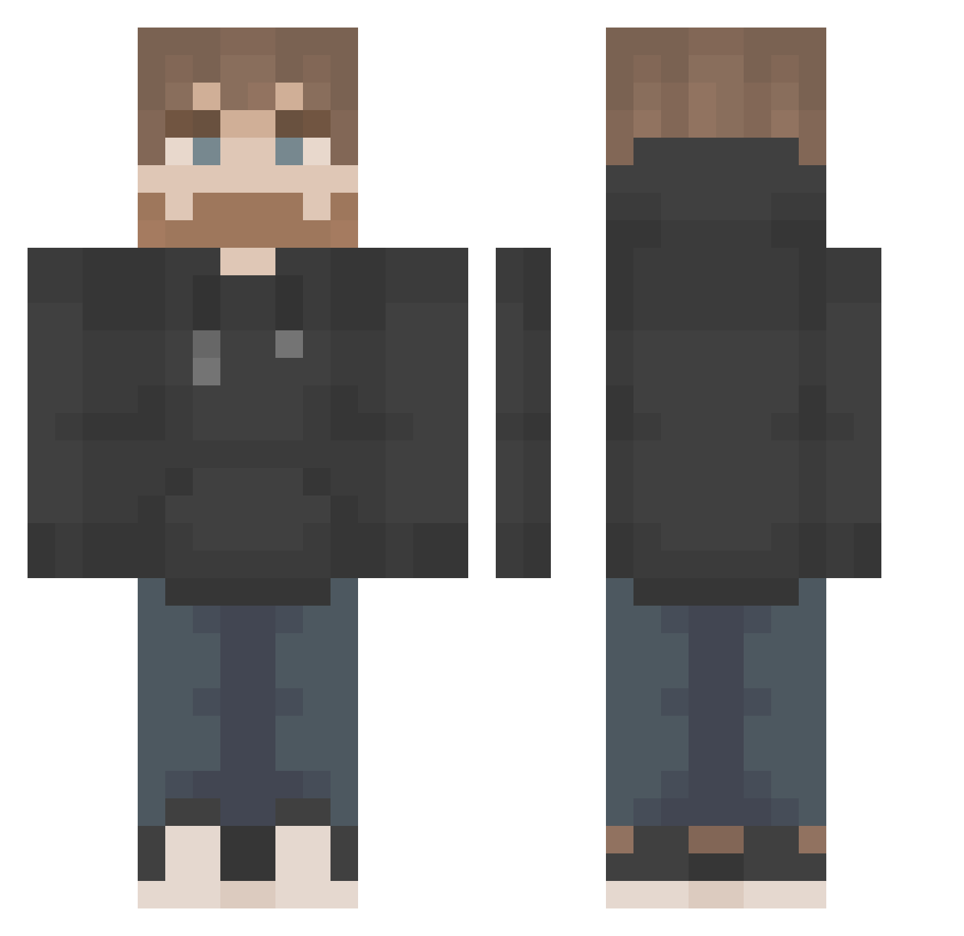 VexxaDK Minecraft skin, front and back view