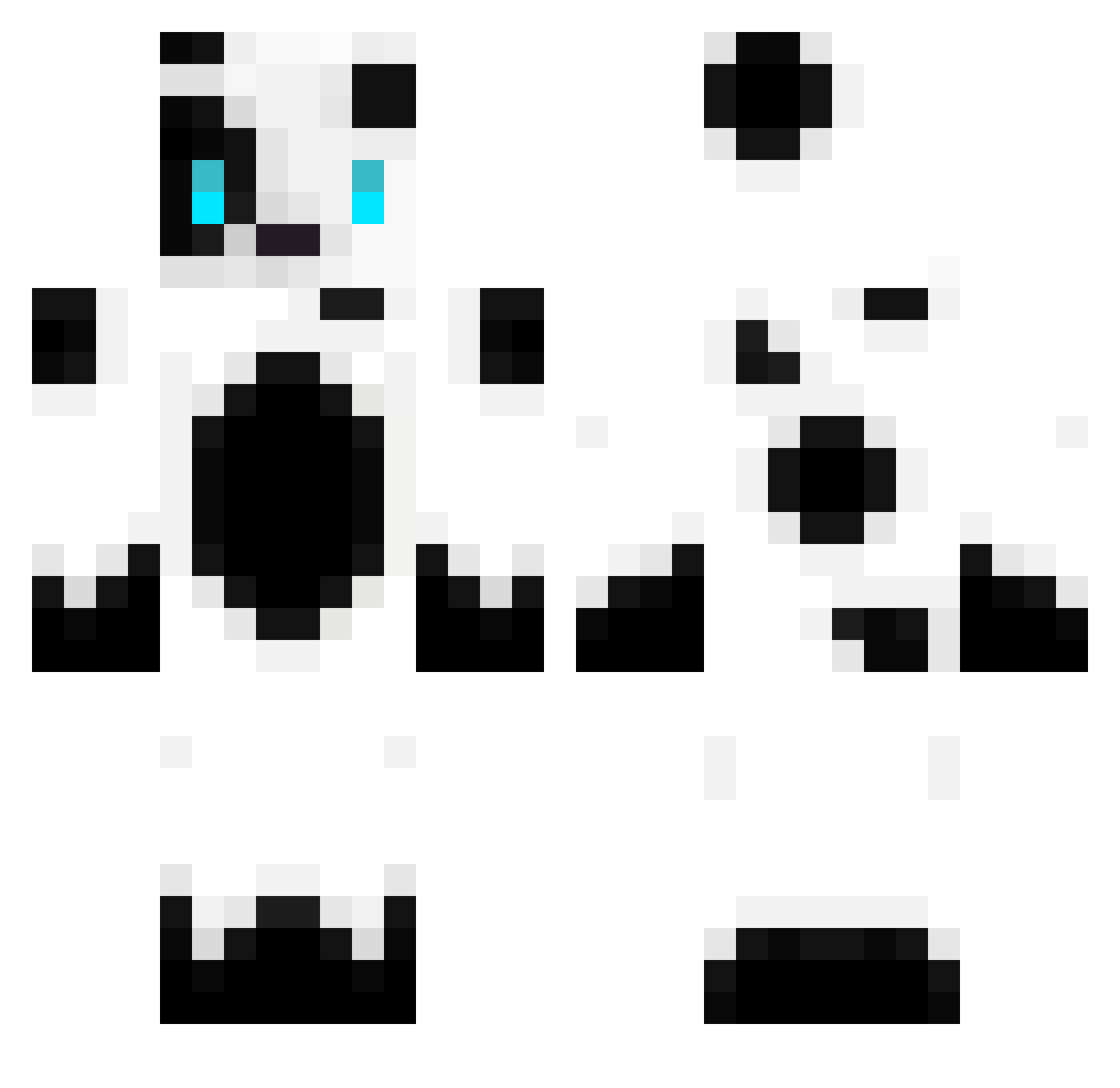 Keyboarding Minecraft skin, front and back view