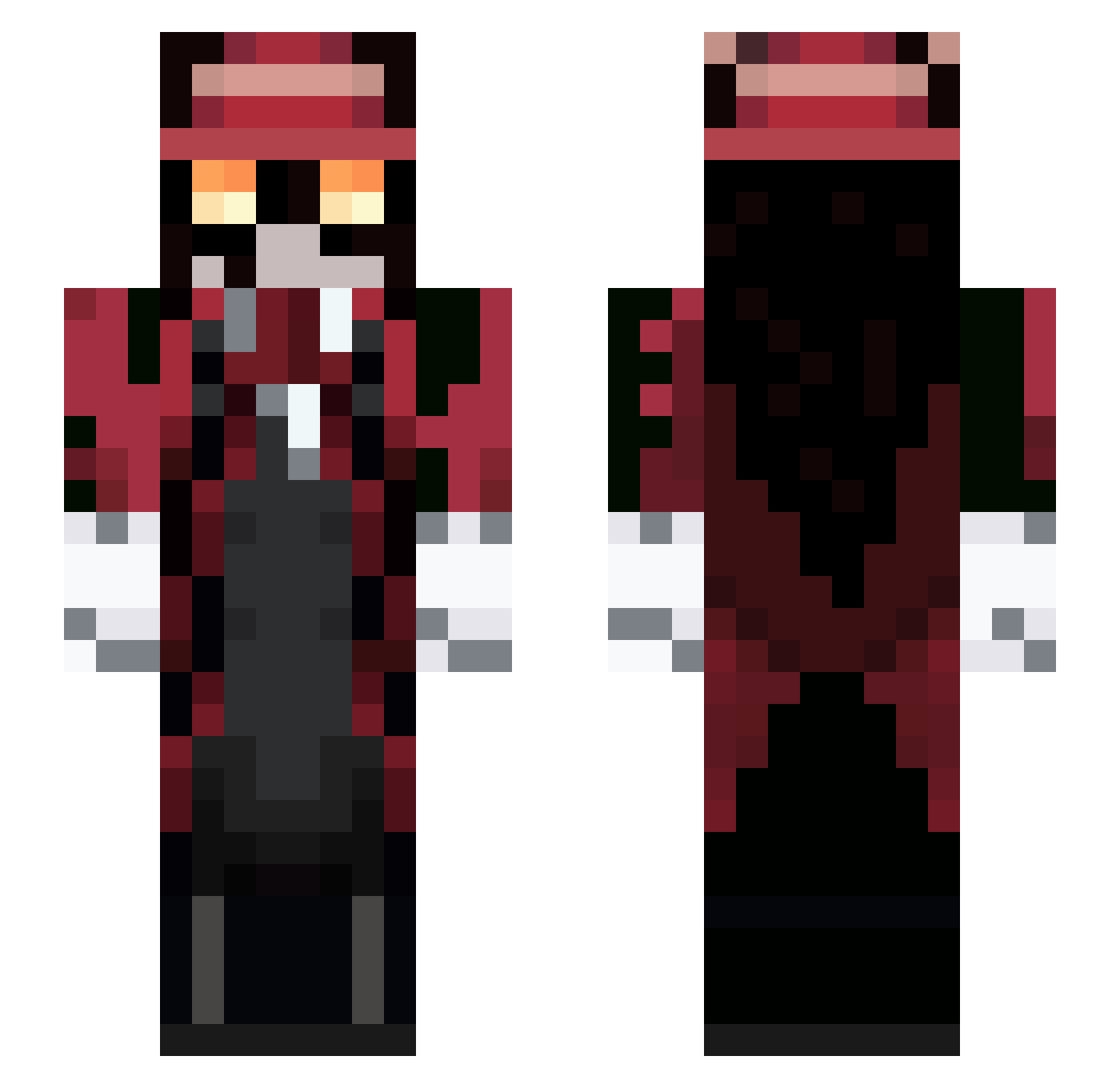 Afroalucard Minecraft skin, front and back view