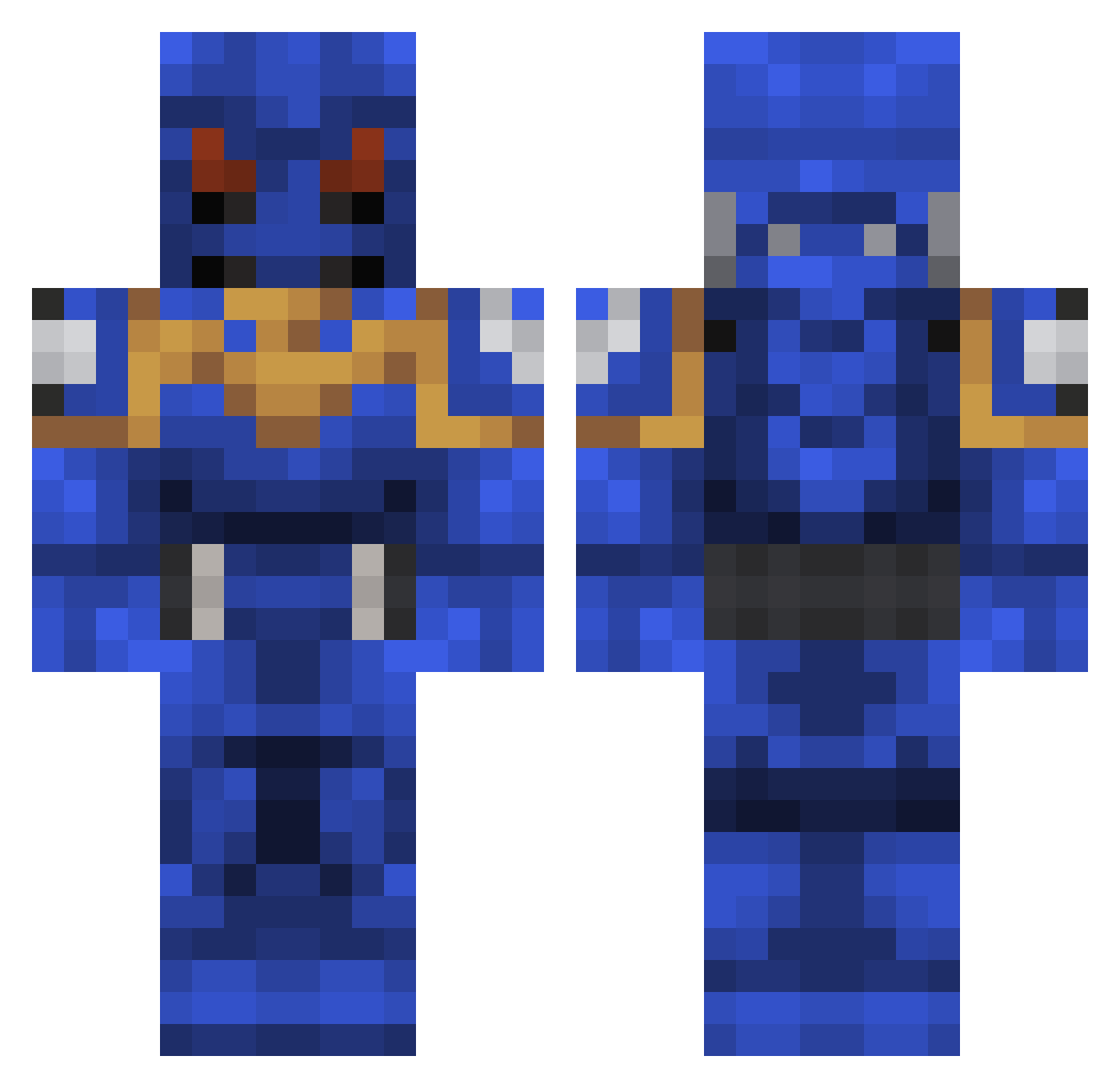 FriskyBubby Minecraft skin, front and back view