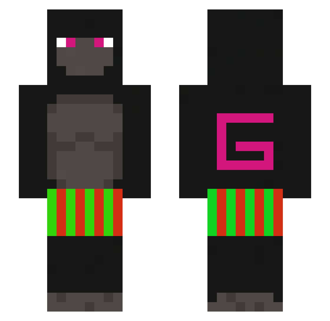 Chocah Minecraft skin, front and back view