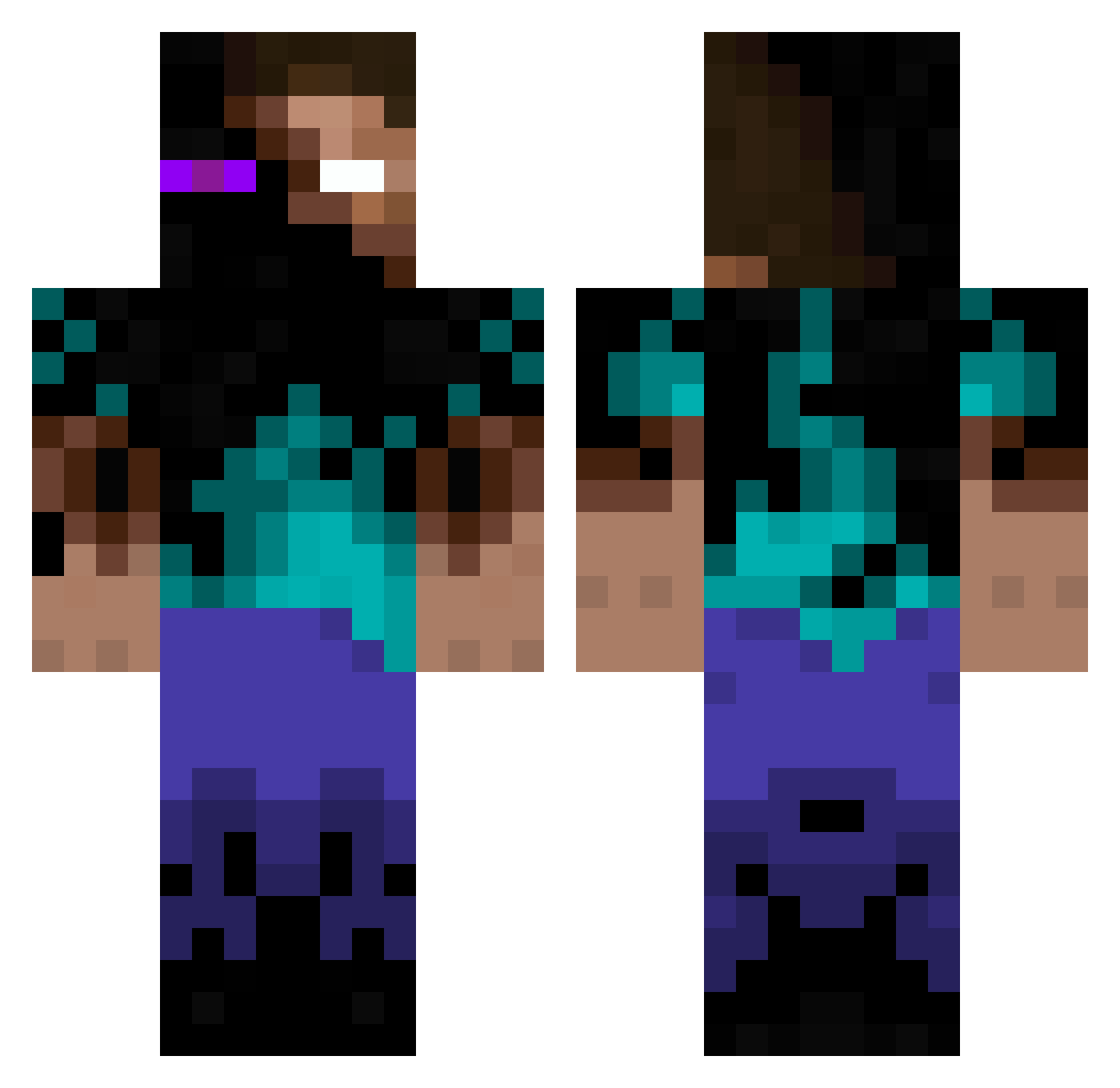 Galand3w Minecraft skin, front and back view