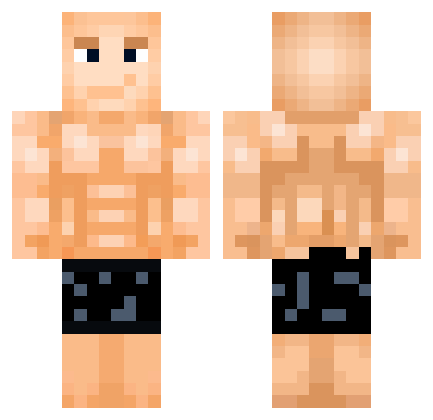 How2MineMen Minecraft skin, front and back view