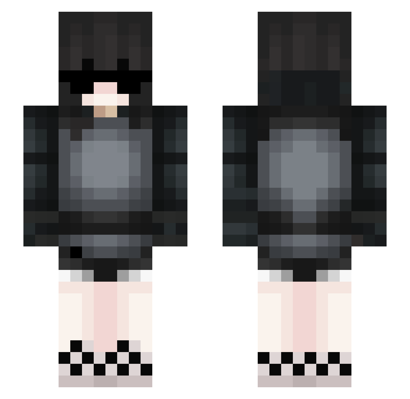 viersiebenvier Minecraft skin, front and back view