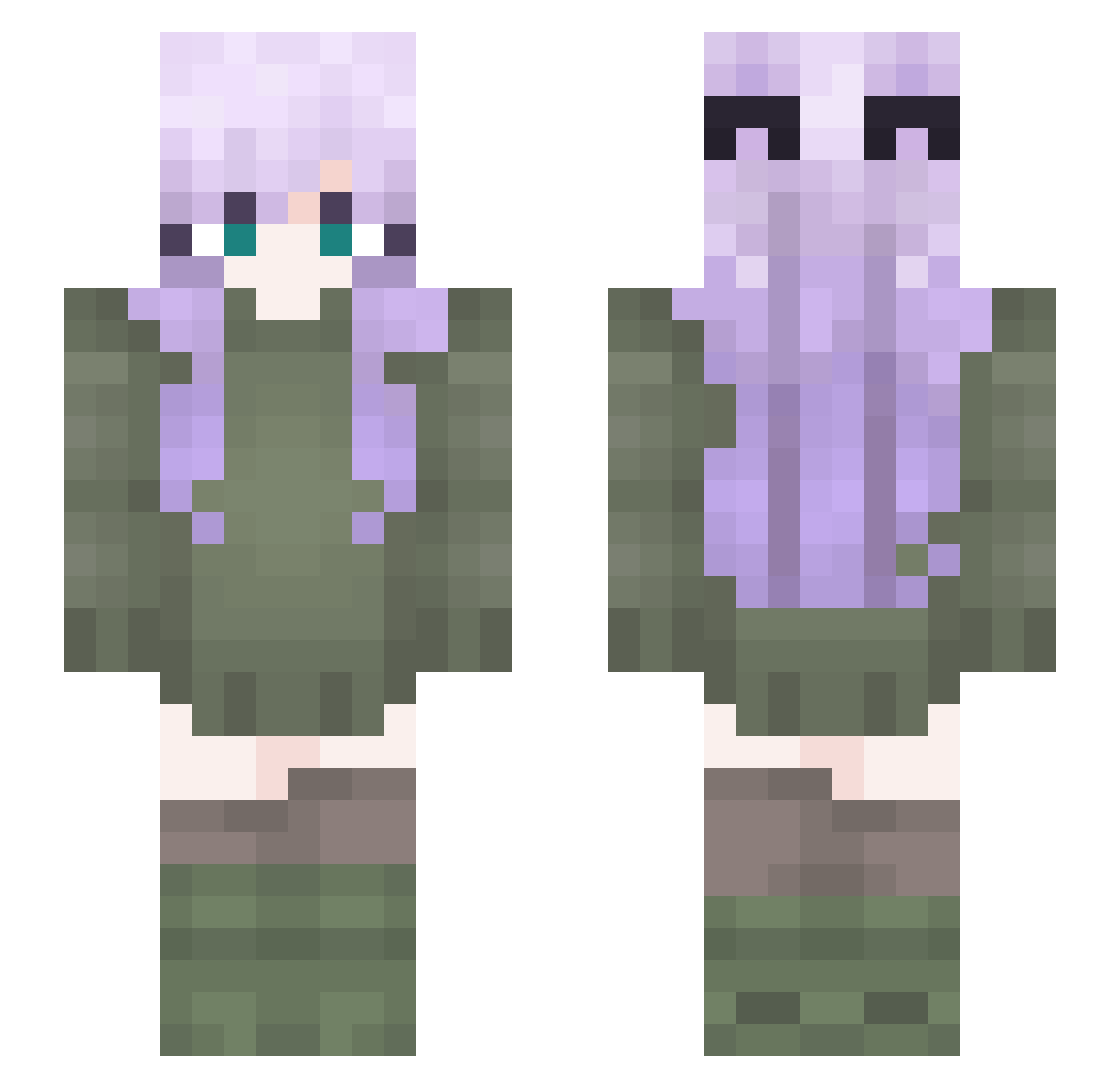 Preselecting Minecraft skin, front and back view