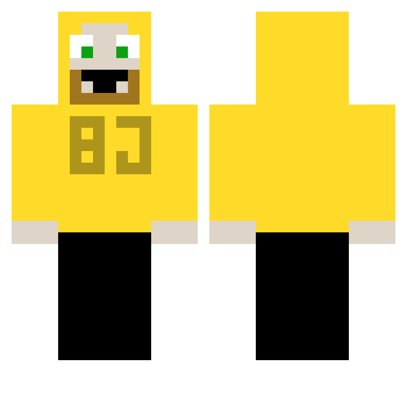 BigJoeNobody Minecraft skin, front and back view
