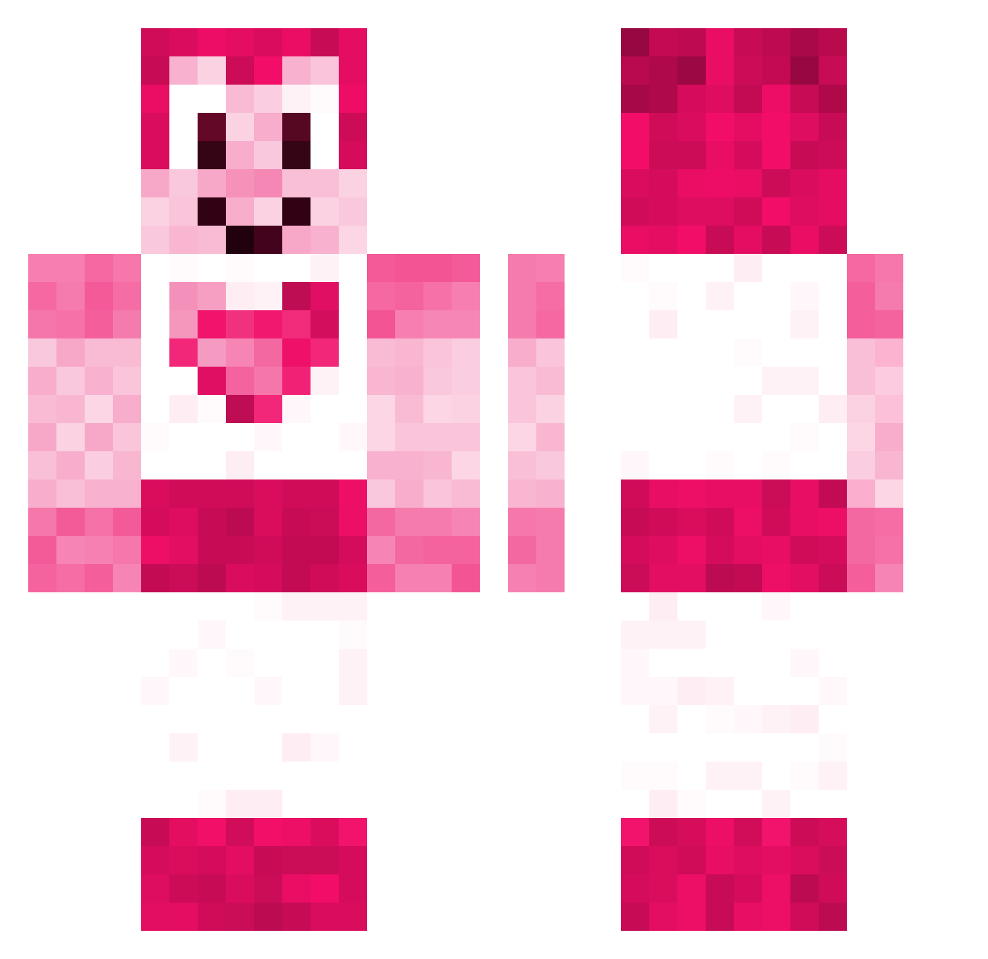 Poppahns Minecraft skin, front and back view