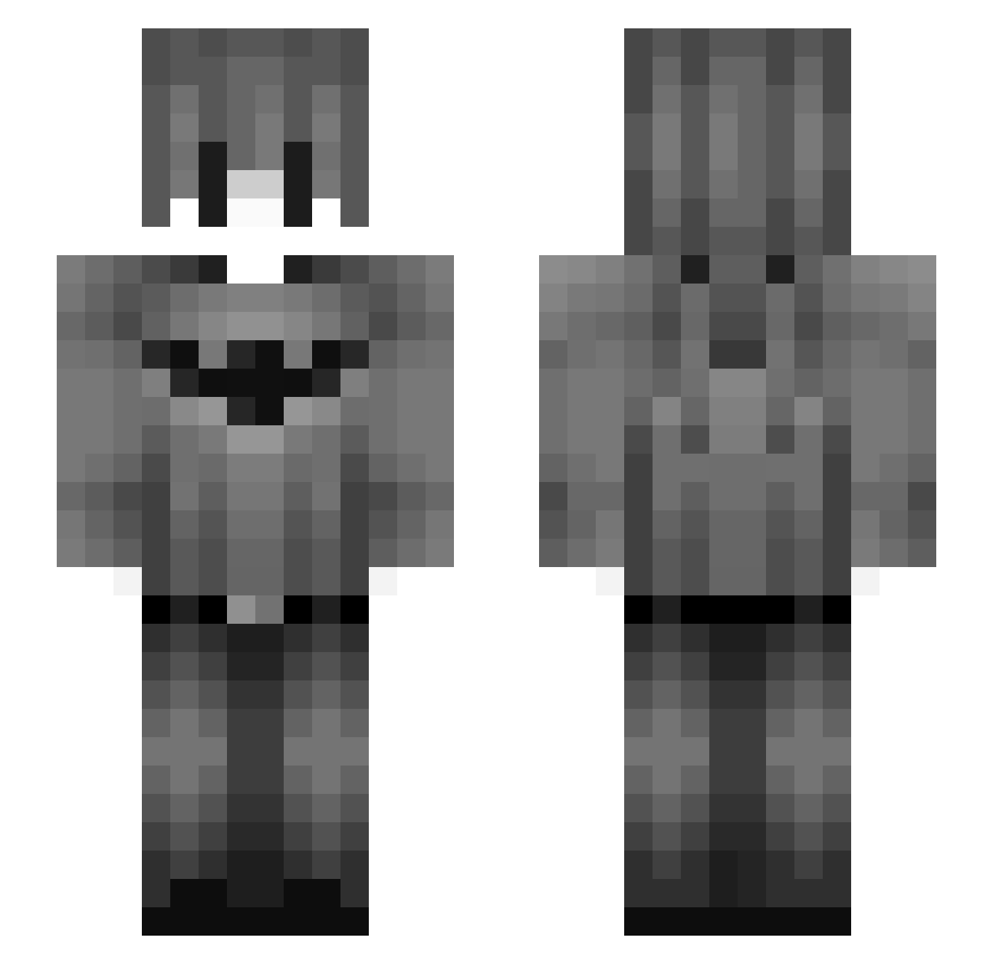 pvxr Minecraft skin, front and back view