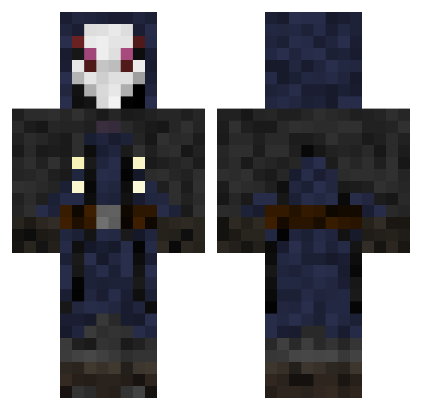 Nevremore Minecraft skin, front and back view
