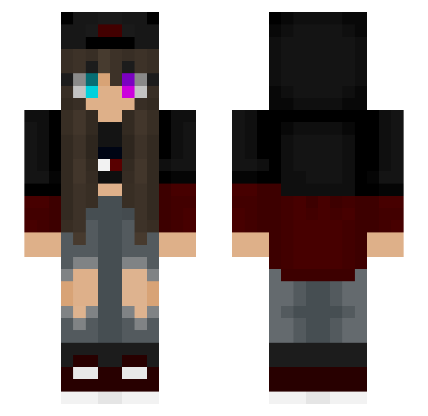 BlackPrincess04 Minecraft skin, front and back view